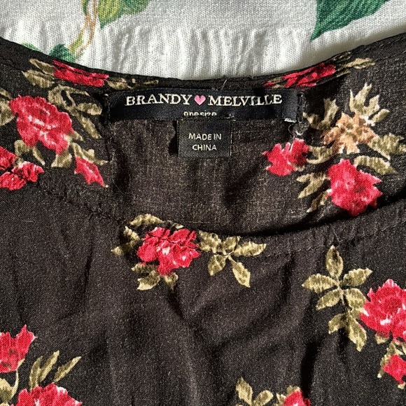 BRANDY MELVILLE Black Rose Print Babydoll Dress - FLAWED - Picture 4 of 6